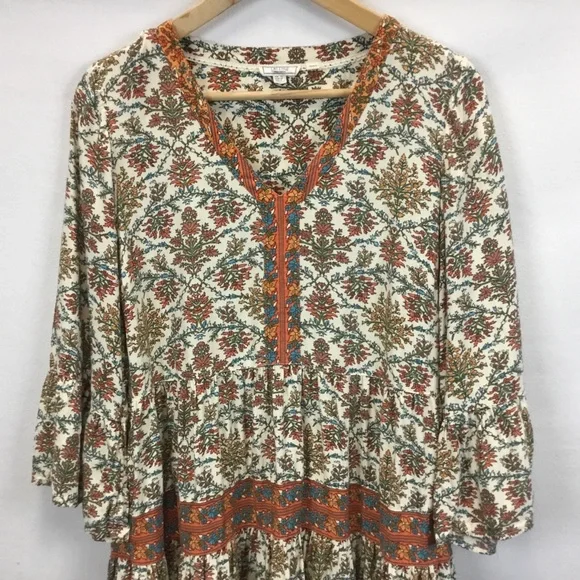 Fat Face Lila Boheme Trapeze Boho Dress Orange Western Festival Size 6 - Picture 6 of 12